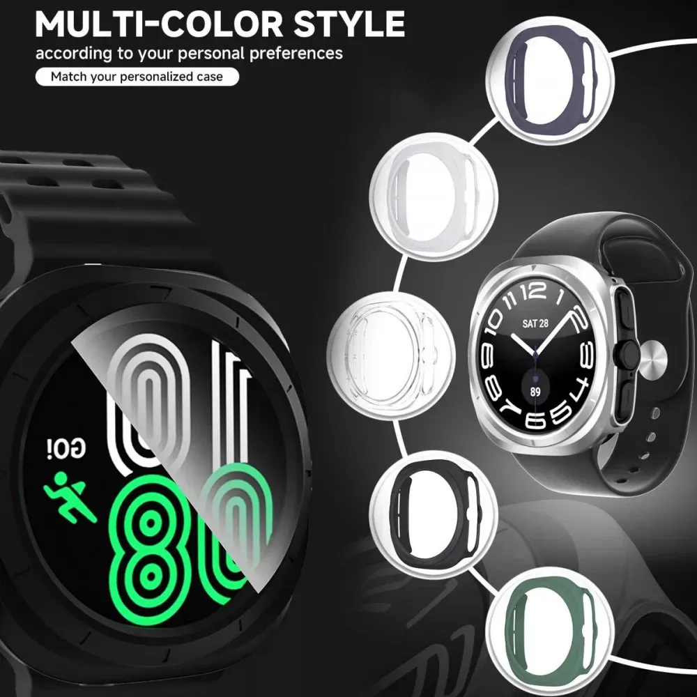 Чехол с защитным стеклом PC Glass Watch 7 47 mm — Titanium — фото 3