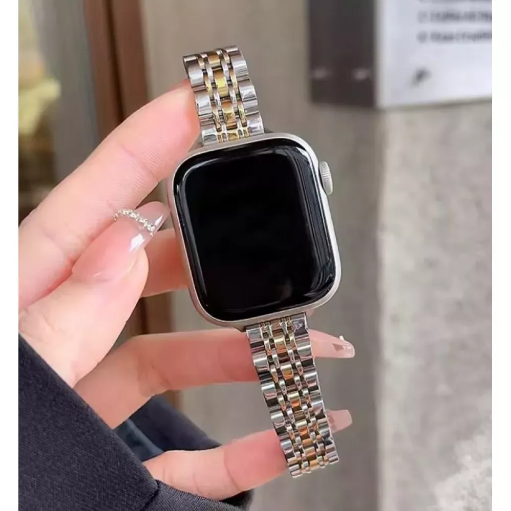 Ремінець 5 Bead Apple Watch 42 mm 44 mm 45 mm 49 mm Silver&Gold — фото 3