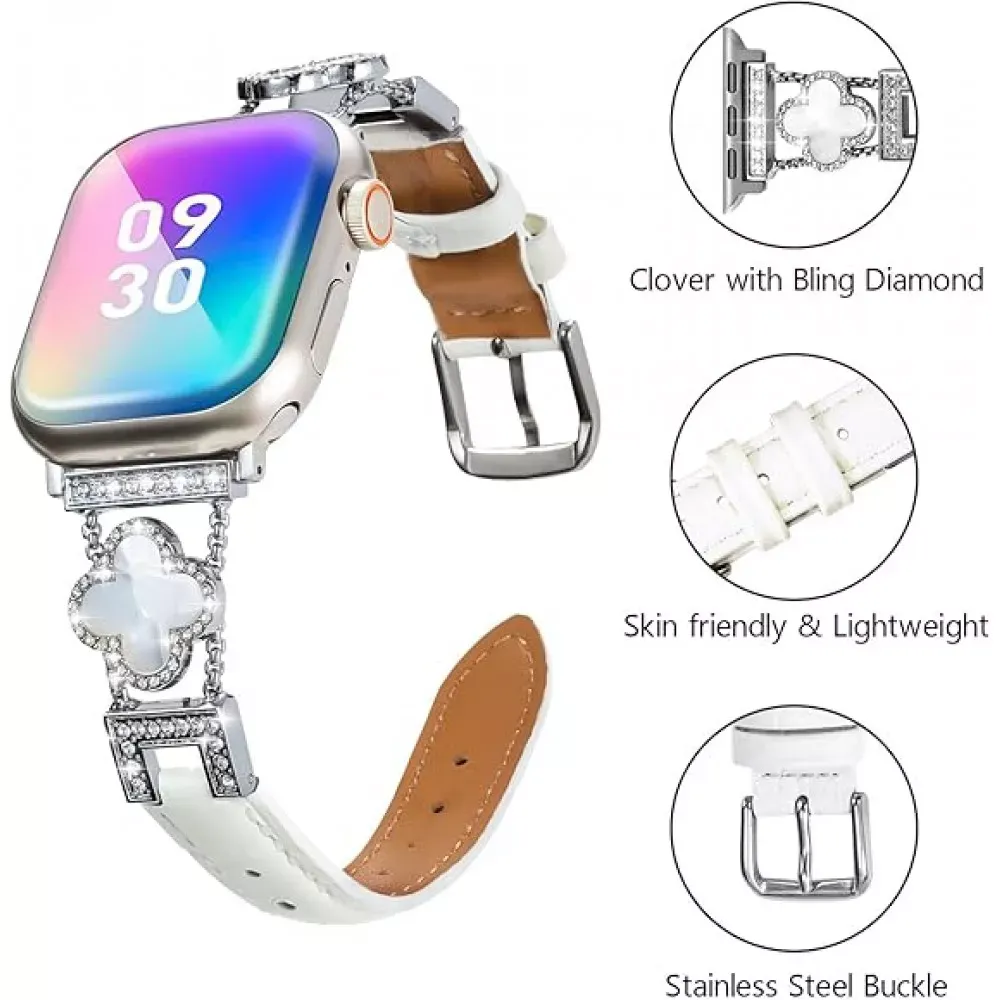 Ремінець Leaf clover Apple Watch 38 mm 40 mm 41 mm — Starlight&White — фото 4