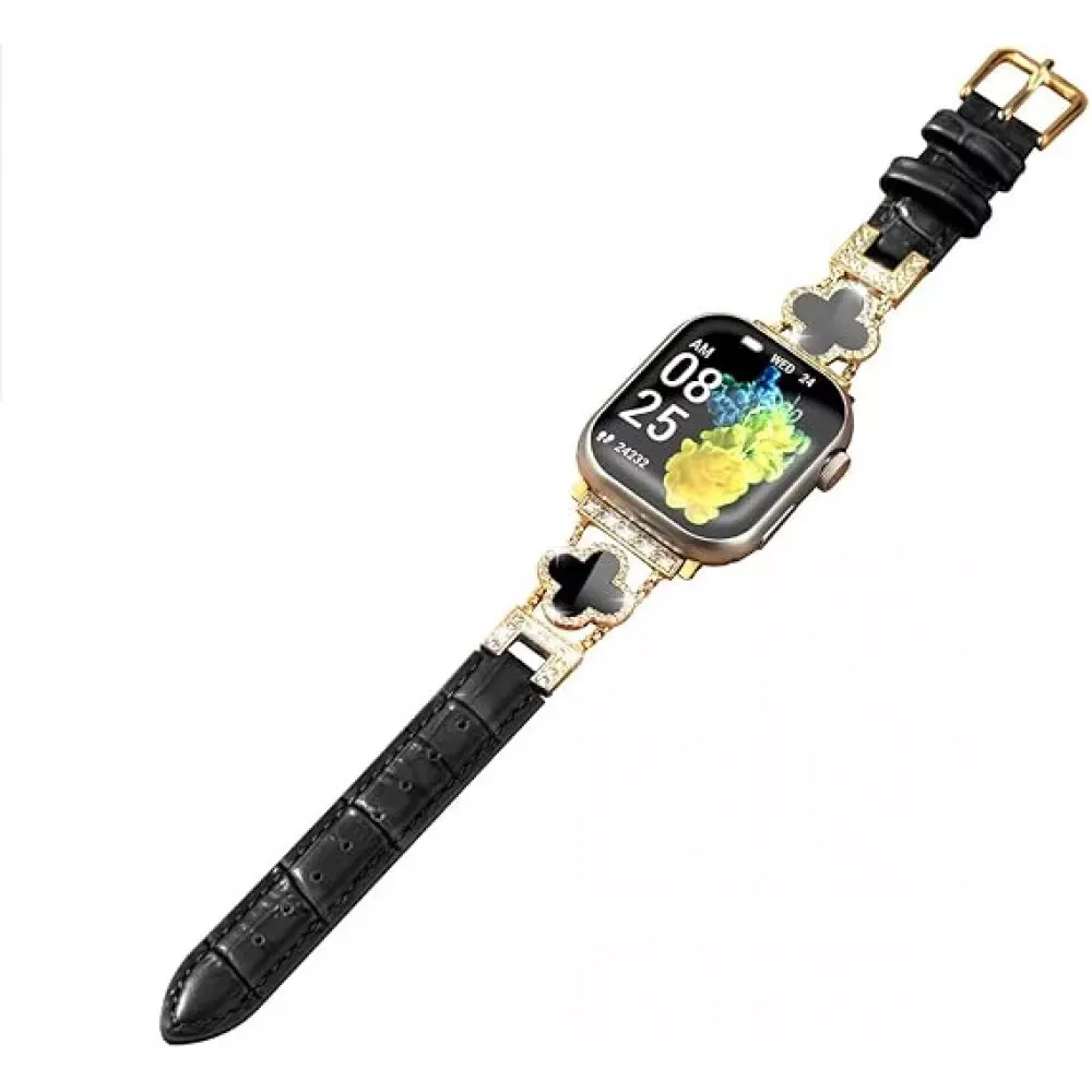 Ремінець Leaf clover Apple Watch 42 mm 44 mm 45 mm 49 mm — Golden&Black — Различные Apple Watch Series 3 42 mm, Apple Watch Series 4 44 mm, Apple Watch Series 7 45 mm, Apple Watch Series 8 49 mm