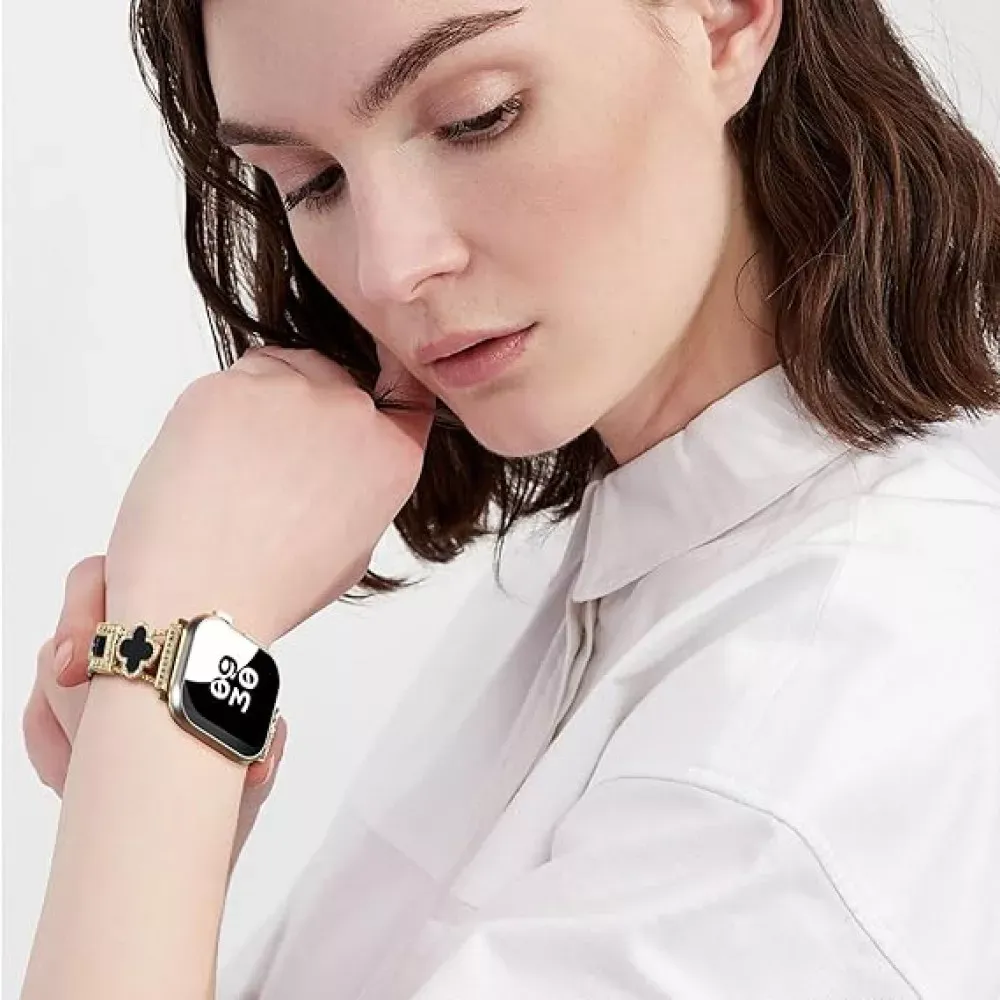 Ремінець Leaf clover Apple Watch 42 mm 44 mm 45 mm 49 mm — Golden&Black — фото 3