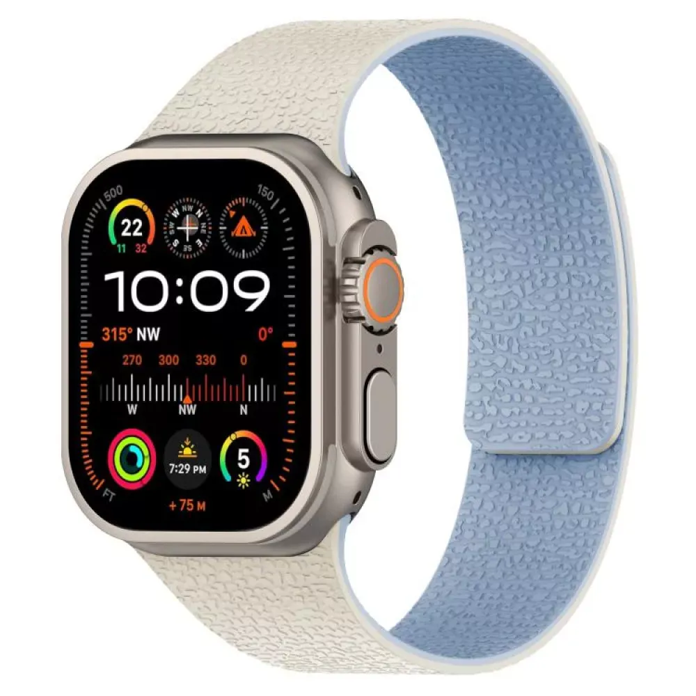 Ремінець Magic Silicon — Apple Watch 42 mm | 44 mm | 45 mm | 49 mm — Antique White&Mist Blue — Различные Apple Watch Series 3 42 mm, Apple Watch Series 4 44 mm, Apple Watch Series 7 45 mm, Apple Watch Series 8 49 mm