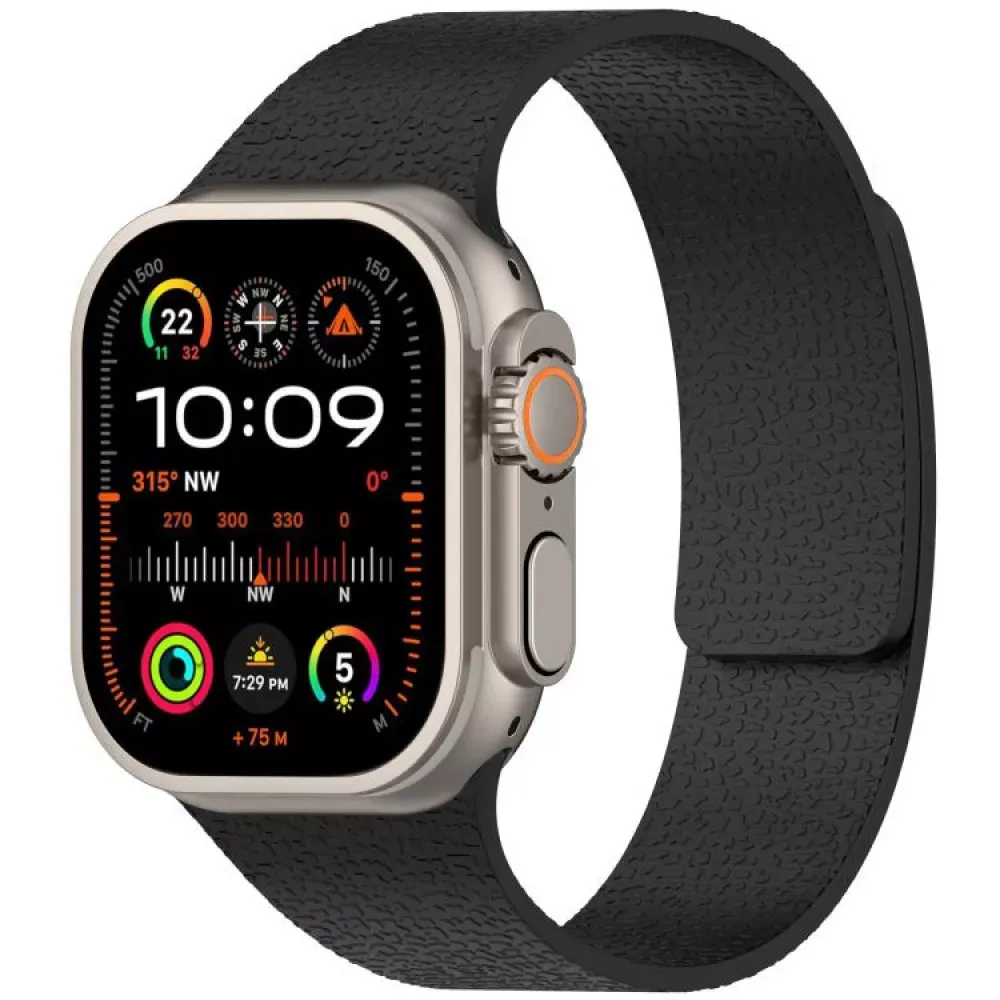 Ремінець Magic Silicon — Apple Watch 42 mm | 44 mm | 45 mm | 49 mm — Black — Различные Apple Watch Series 3 42 mm, Apple Watch Series 4 44 mm, Apple Watch Series 7 45 mm, Apple Watch Series 8 49 mm