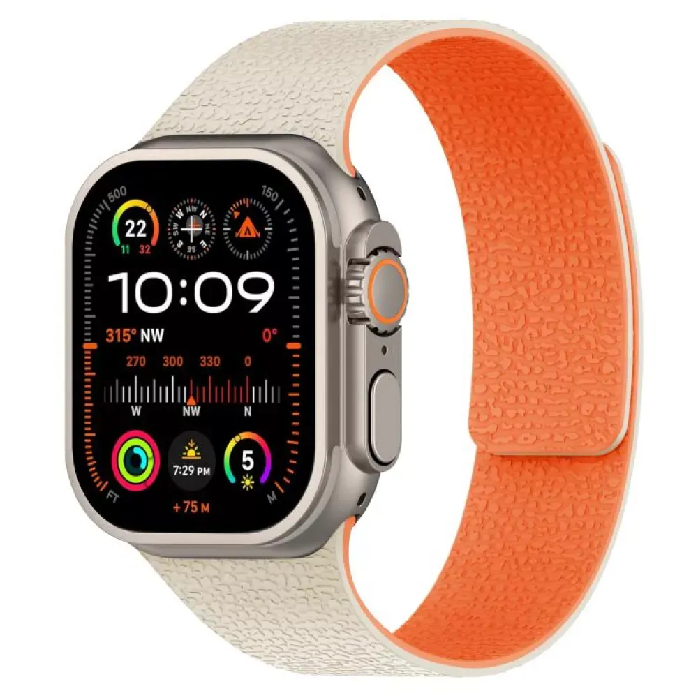 Ремінець Magic Silicon — Apple Watch 42 mm | 44 mm | 45 mm | 49 mm — Gray&Orange — Различные Apple Watch Series 3 42 mm, Apple Watch Series 4 44 mm, Apple Watch Series 7 45 mm, Apple Watch Series 8 49 mm