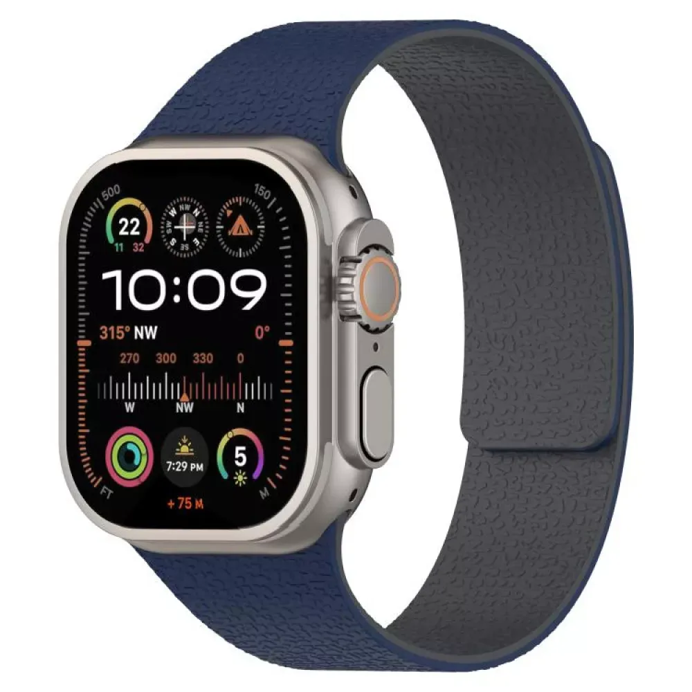 Ремінець Magic Silicon — Apple Watch 42 mm | 44 mm | 45 mm | 49 mm — Midnight Blue&Gray — Различные Apple Watch Series 3 42 mm, Apple Watch Series 4 44 mm, Apple Watch Series 7 45 mm, Apple Watch Series 8 49 mm