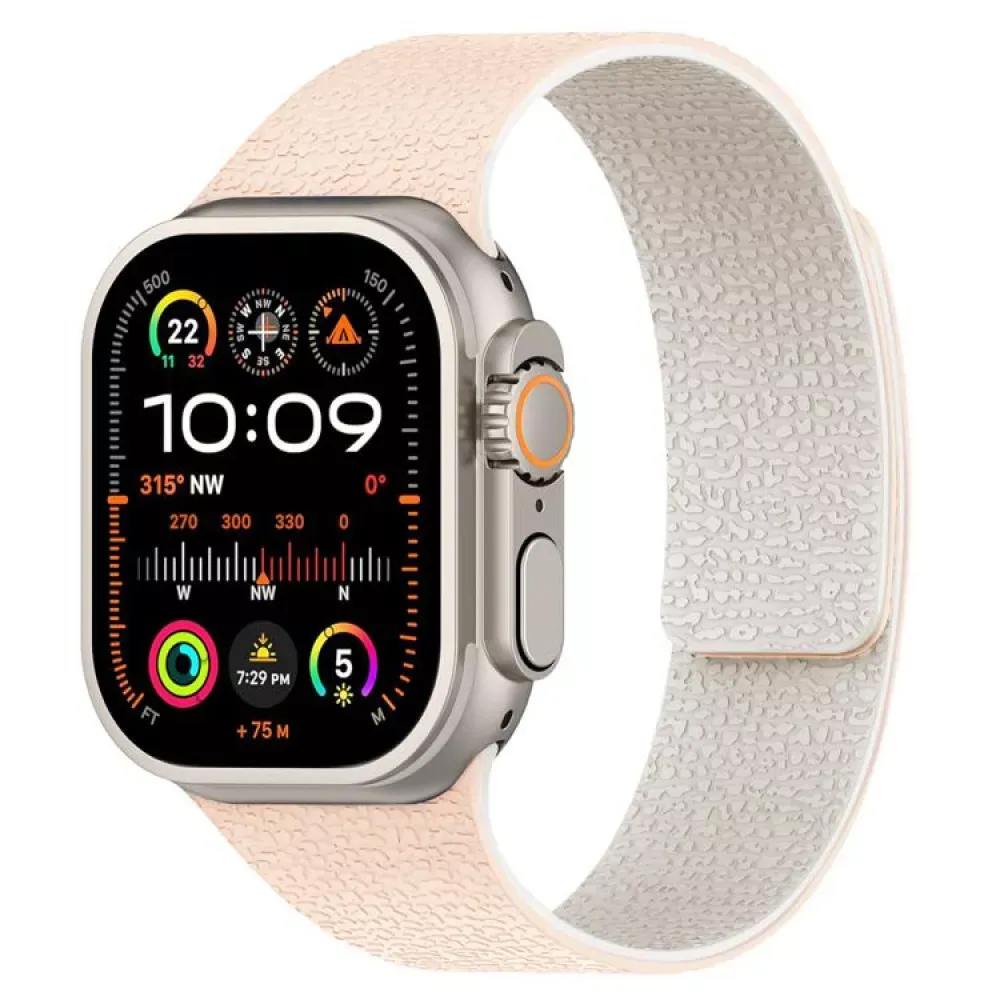 Ремінець Magic Silicon — Apple Watch 42 mm | 44 mm | 45 mm | 49 mm — Milk Tea&Rock White — Различные Apple Watch Series 3 42 mm, Apple Watch Series 4 44 mm, Apple Watch Series 7 45 mm, Apple Watch Series 8 49 mm