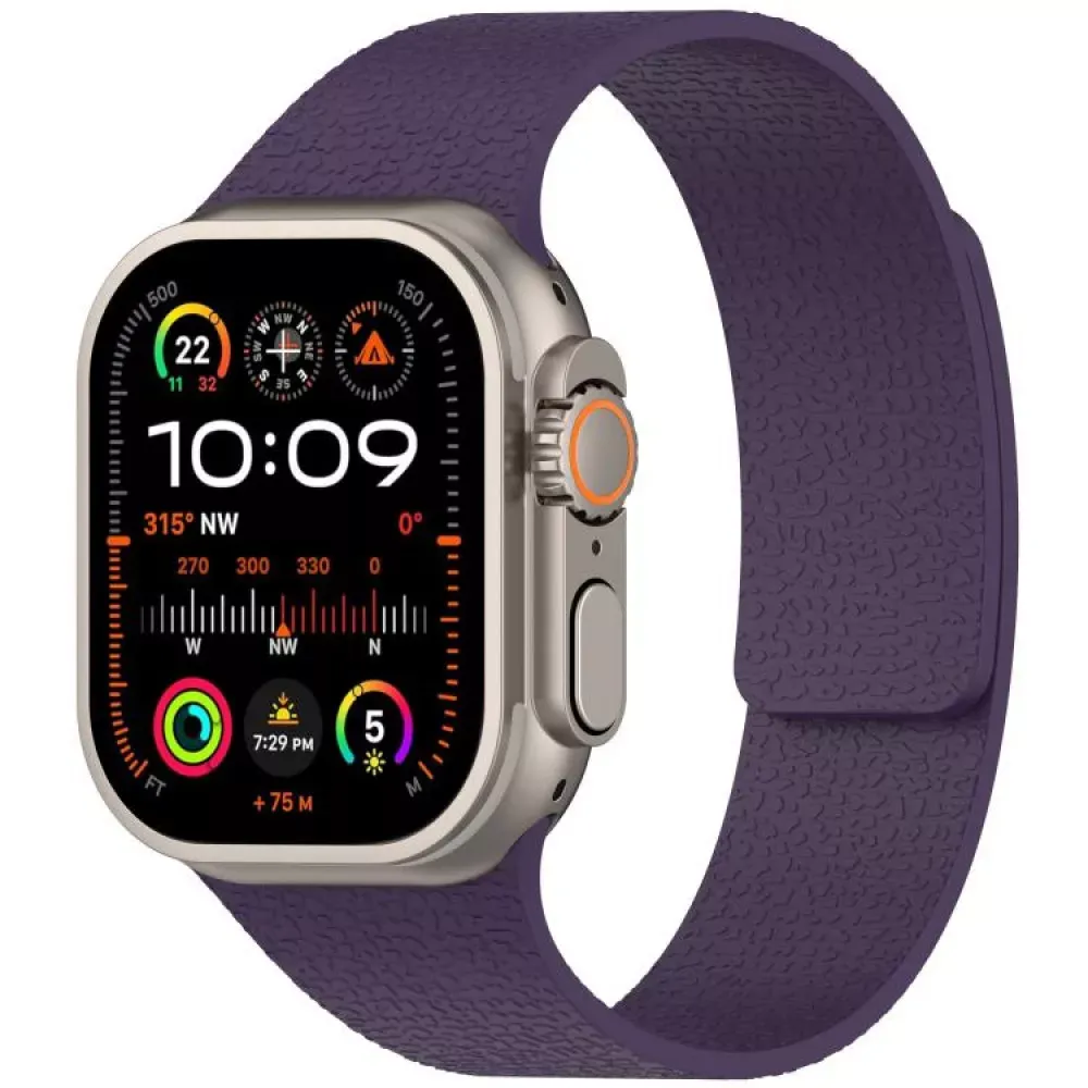 Ремінець Magic Silicon — Apple Watch 42 mm | 44 mm | 45 mm | 49 mm — New Plums — Различные Apple Watch Series 3 42 mm, Apple Watch Series 4 44 mm, Apple Watch Series 7 45 mm, Apple Watch Series 8 49 mm