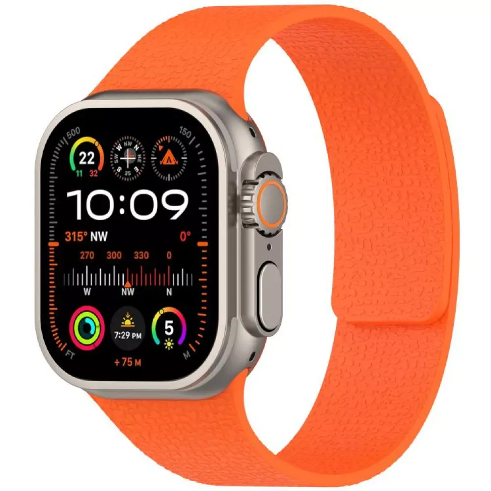 Ремінець Magic Silicon — Apple Watch 42 mm | 44 mm | 45 mm | 49 mm — Orange — Различные Apple Watch Series 3 42 mm, Apple Watch Series 4 44 mm, Apple Watch Series 7 45 mm, Apple Watch Series 8 49 mm