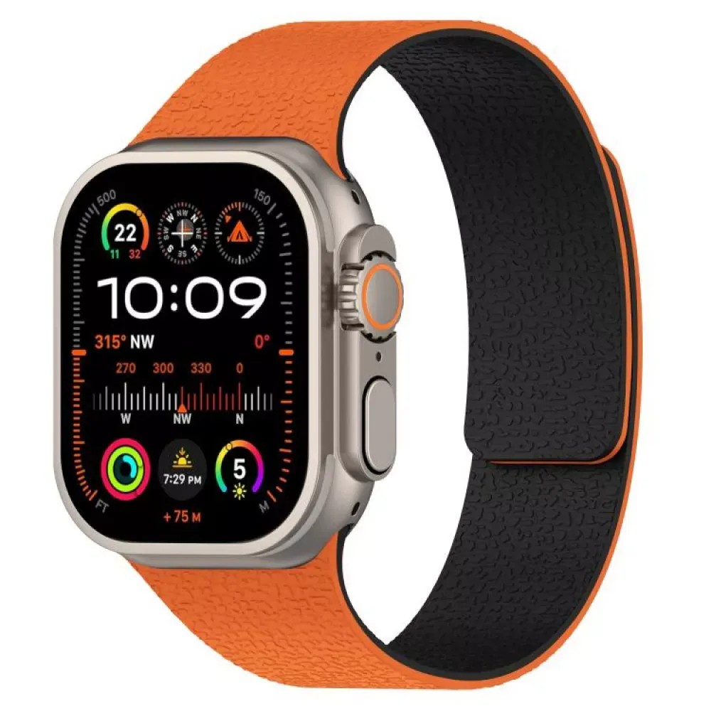 Ремінець Magic Silicon — Apple Watch 42 mm | 44 mm | 45 mm | 49 mm — Orange&Black — Различные Apple Watch Series 3 42 mm, Apple Watch Series 4 44 mm, Apple Watch Series 7 45 mm, Apple Watch Series 8 49 mm