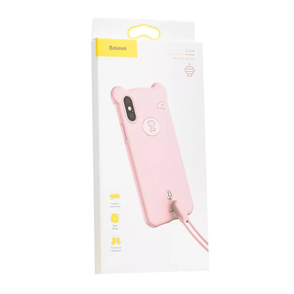 Baseus Bear Silicone Case iPhone XS Max — Pink - фото 3
