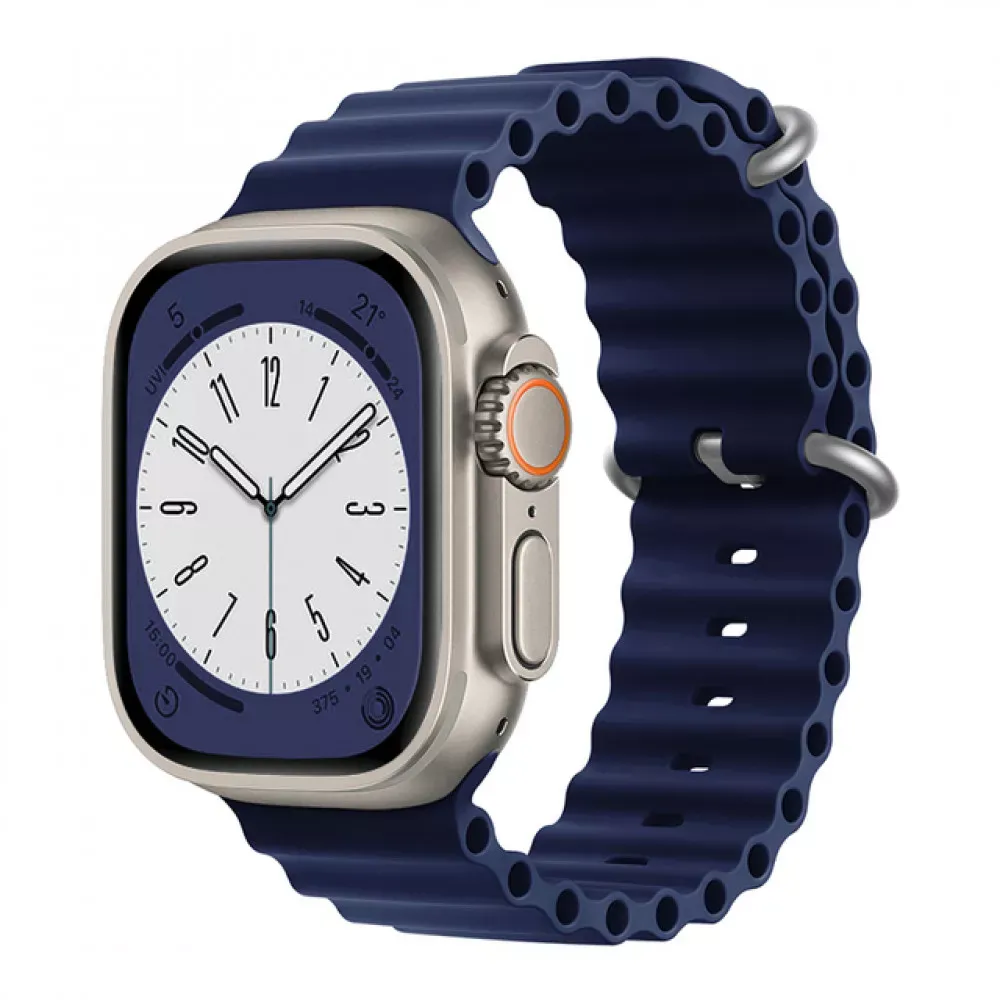 Ремінець Ocean Band Design Apple Watch 42 mm 44 mm 45 mm 49 mm — Deep Navy — Различные Apple Watch Series 3 42 mm, Apple Watch Series 4 44 mm, Apple Watch Series 7 45 mm, Apple Watch Series 8 49 mm