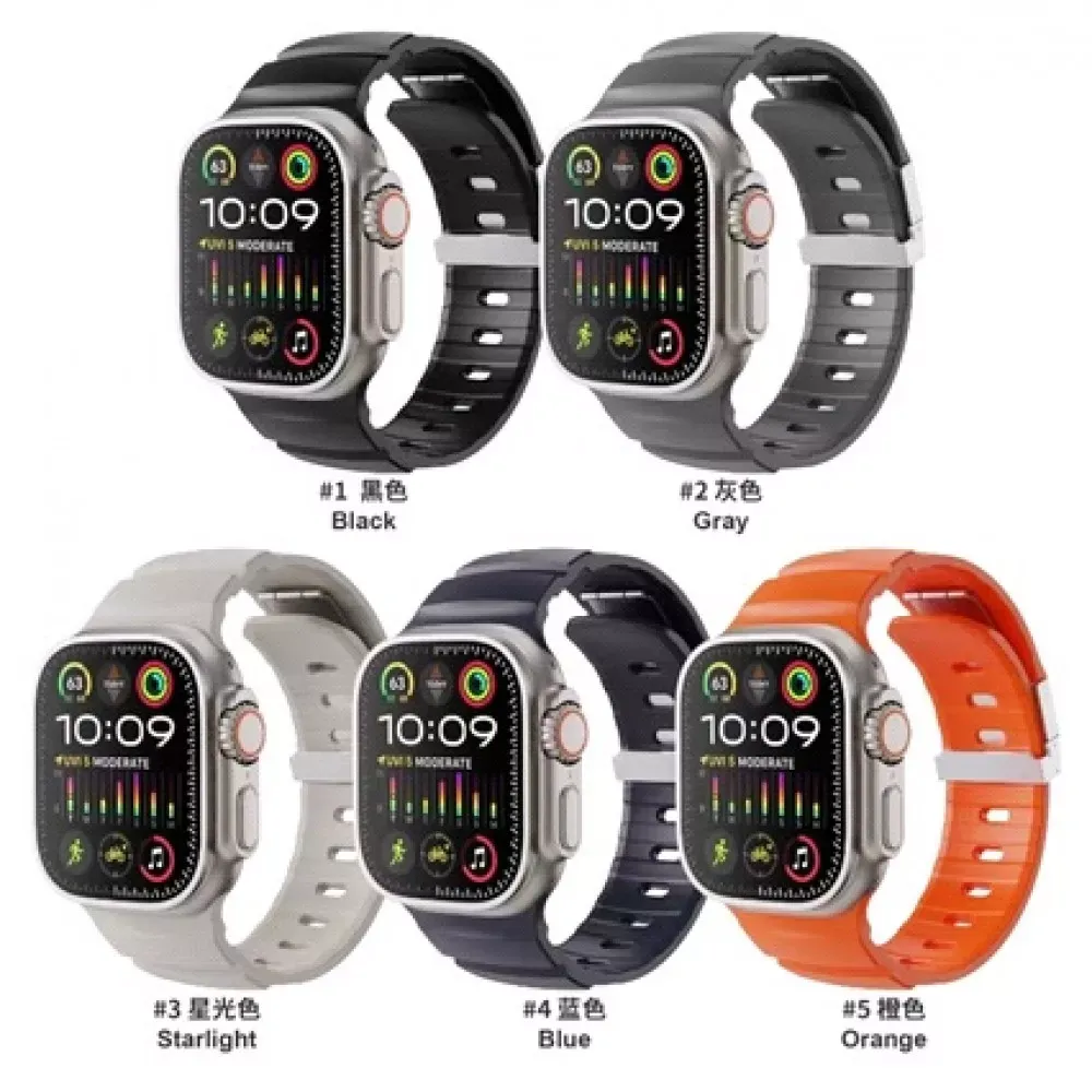 Ремінець Silicon Ribbed Apple Watch 42 mm 44 mm 45 mm 49 mm — Grey — Различные Apple Watch Series 3 42 mm, Apple Watch Series 4 44 mm, Apple Watch Series 7 45 mm, Apple Watch Series 8 49 mm