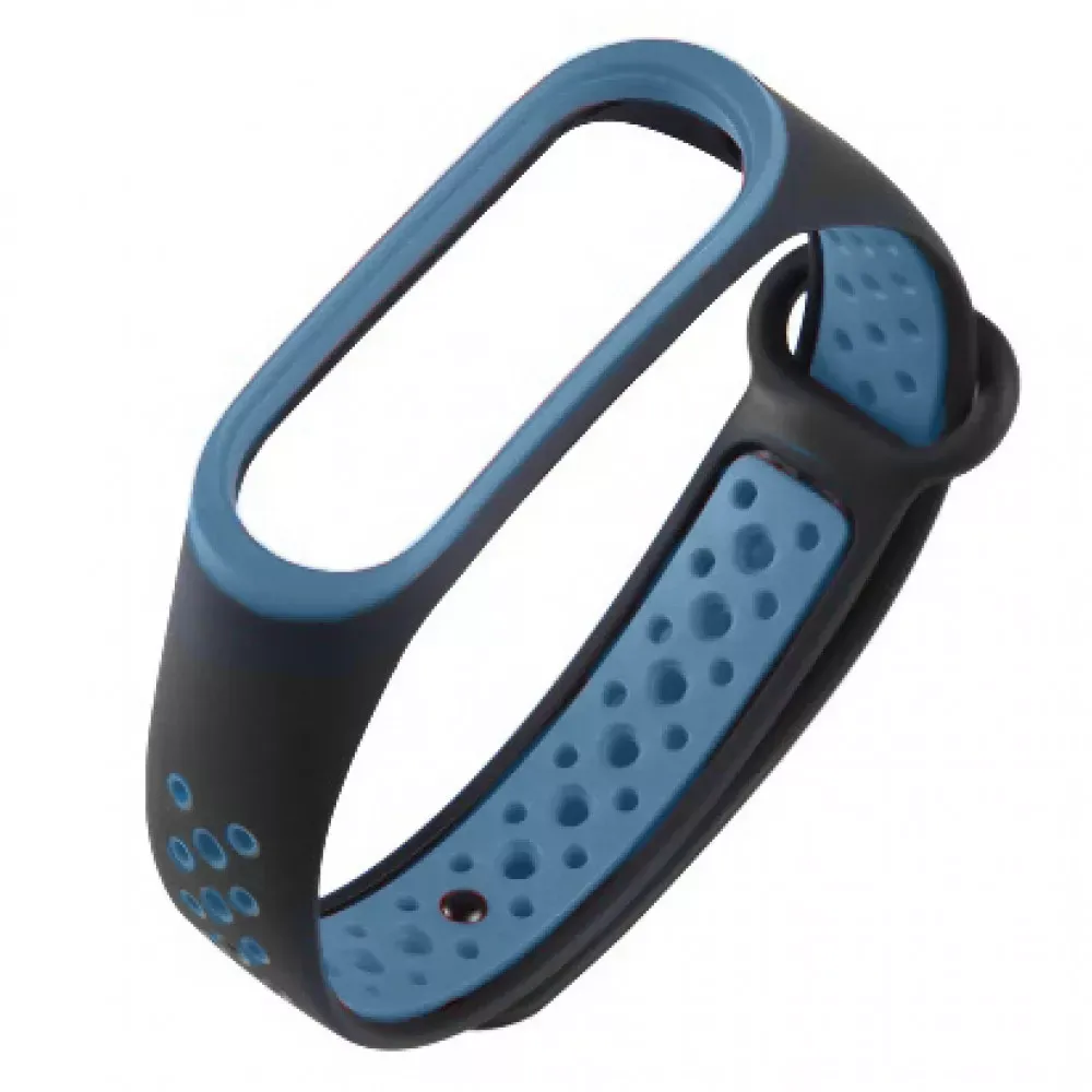 Ремінець Silicone Sport Nike Xiaomi Mi Band 5 6 — Black & Blue — Различные Xiaomi Mi Band 5, Xiaomi Mi Band 6