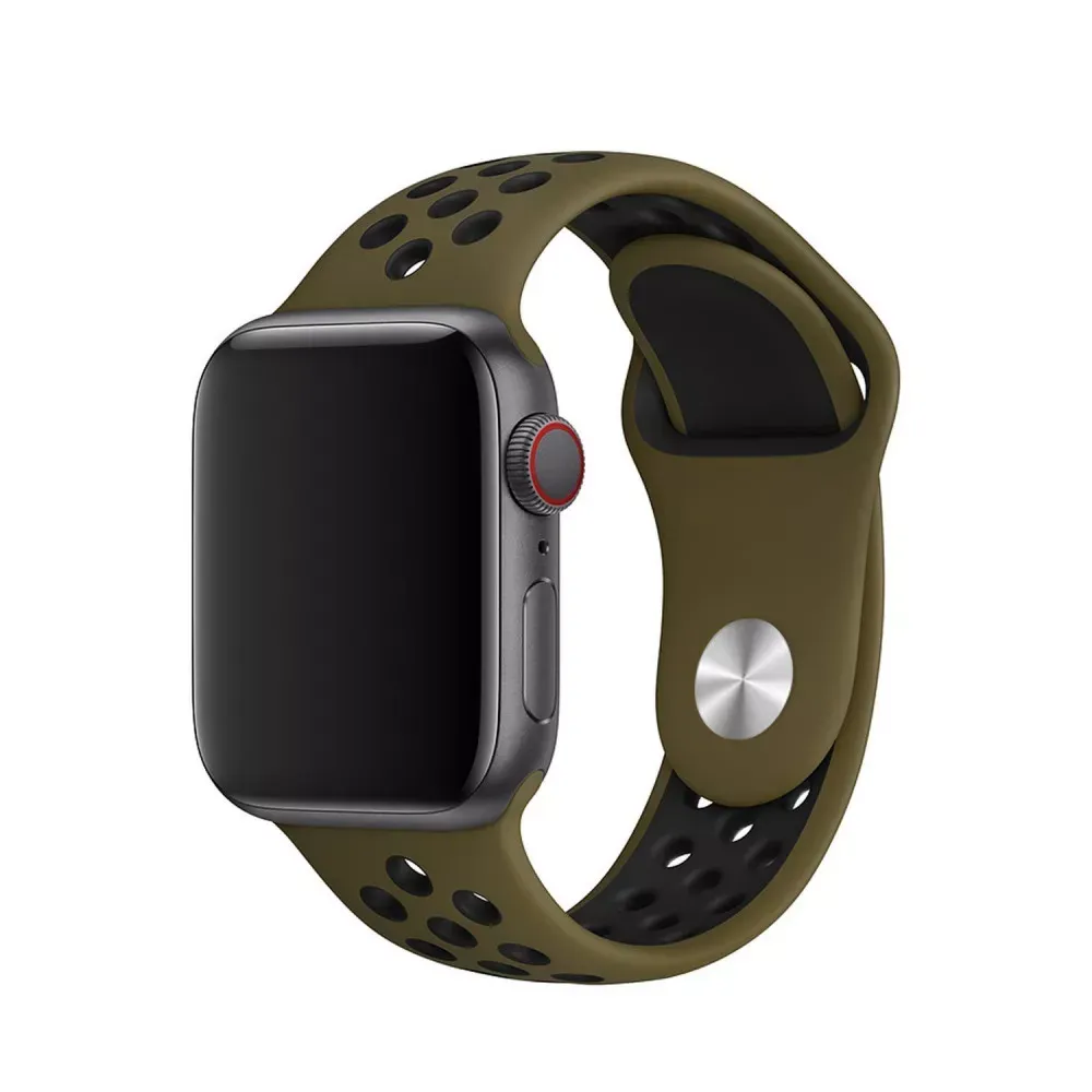 Ремінець Sport Nike — Apple Watch 42 mm | 44 mm | 45 mm | 49 mm — Khaki & Black — Различные Apple Watch Series 3 42 mm, Apple Watch Series 4 44 mm, Apple Watch Series 7 45 mm, Apple Watch Series 8 49 mm