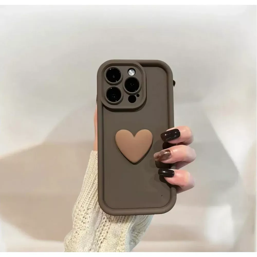 Beige heart silicon Case — iPhone 16 Plus - фото 3