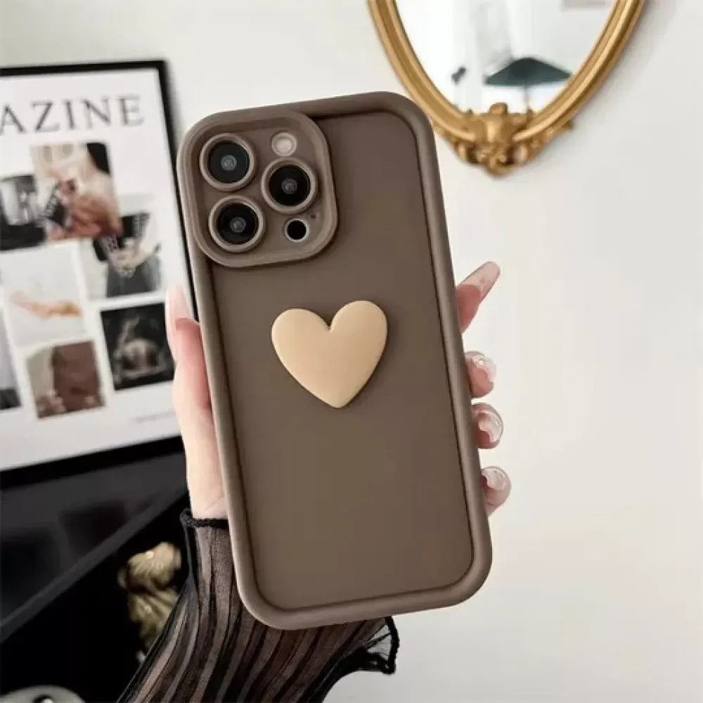Beige heart silicon Case — iPhone 7/8