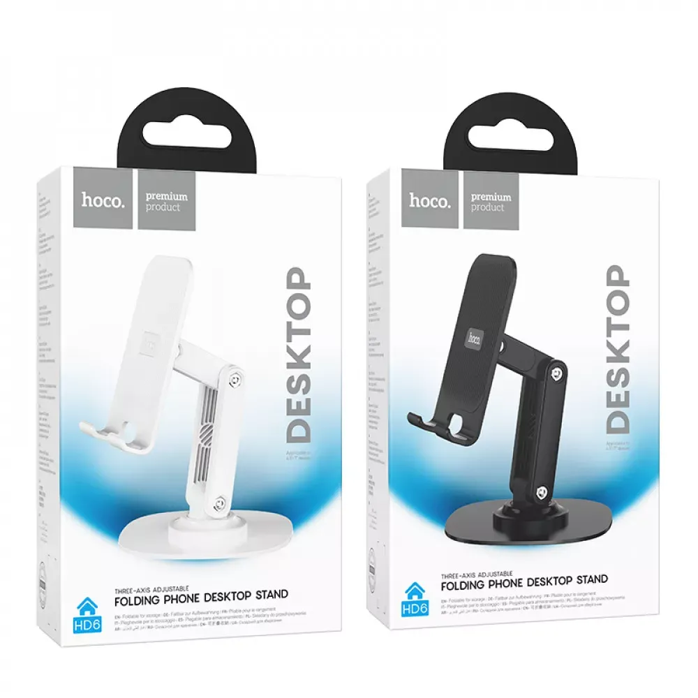 Holder Hoco HD6 Winner dual-axis rotating desktop stand — white — фото 6