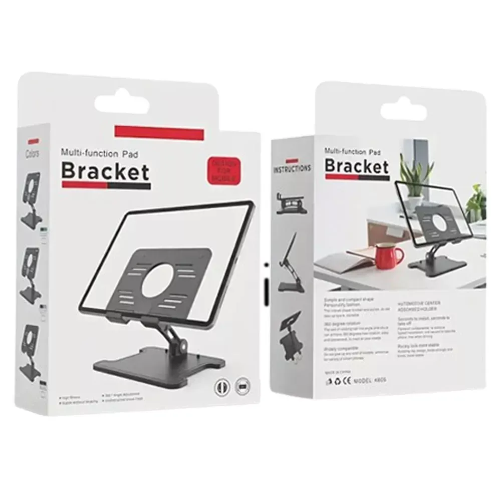 Phone & Tablet Stand — Desktop Biaxial Foldable Metal Grey K-605 — фото 3