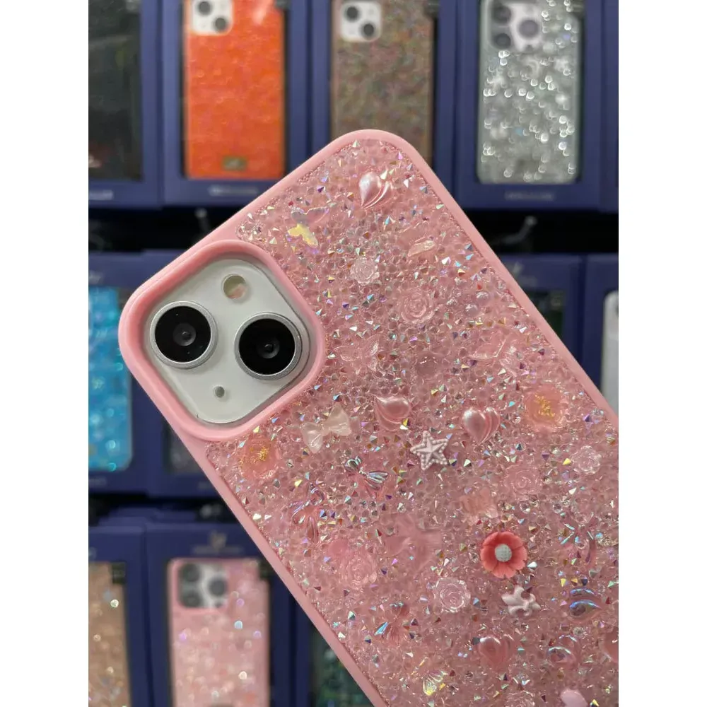 Bling World Swarovski TPU Case iPhone 15 Pro — Pink - фото 3