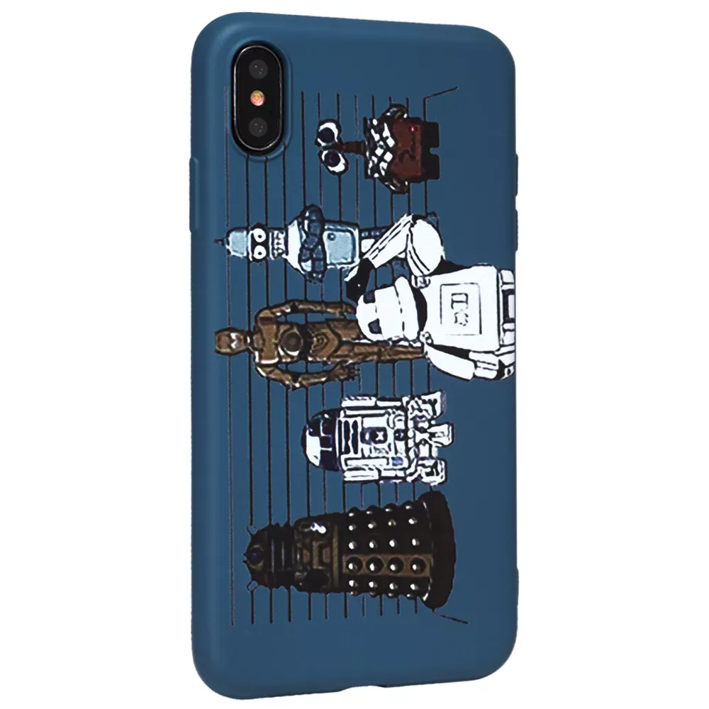 Bright Style Silicone Matte Case iPhone X ; XS — Robots — Различные Apple iPhone X, Apple iPhone Xs