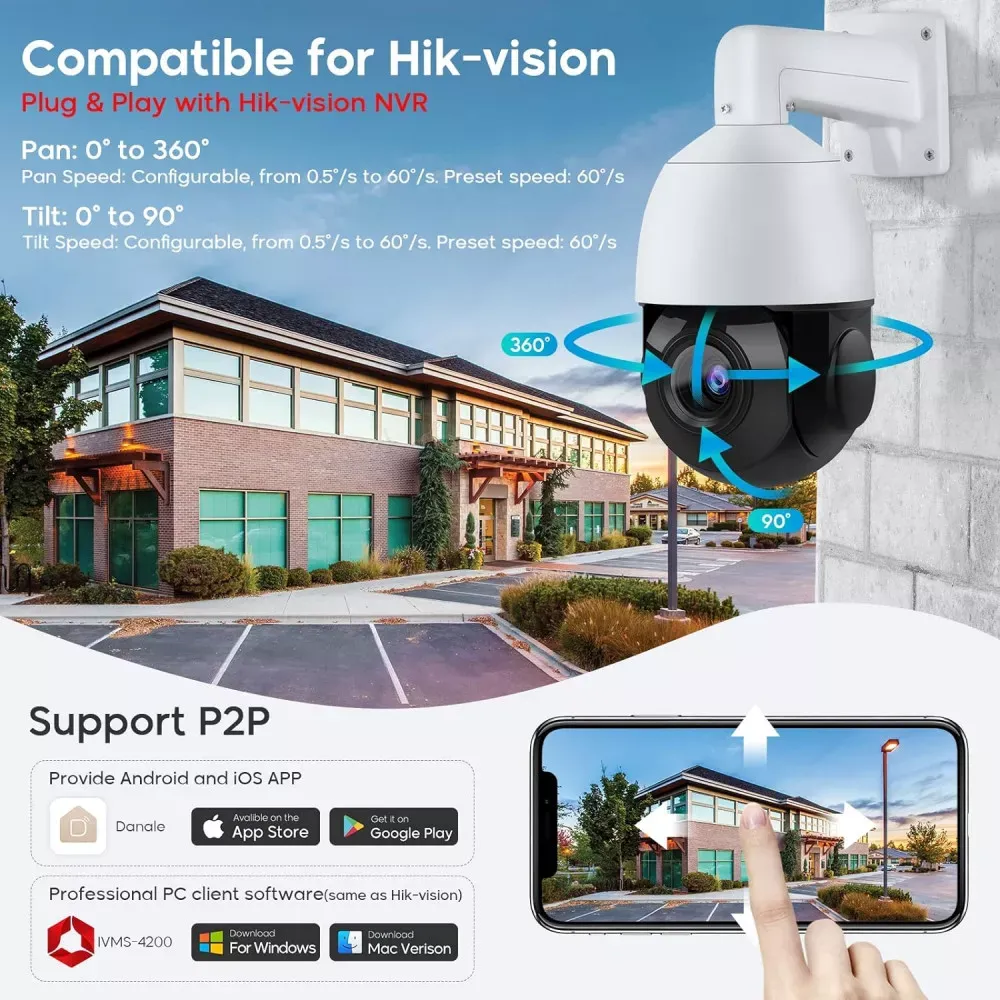 IP Camera 4MP HD-IP POE AI Smart PTZ - Model: PT-IP54F — фото 3