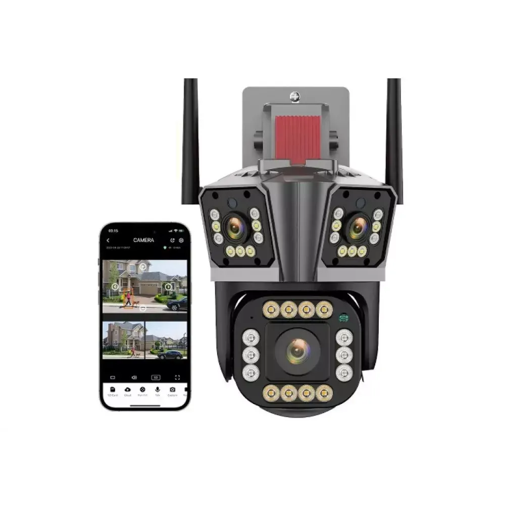 Охранная поворотная Wi-Fi IP камера с тремя объективами Wonsdar PW12-5K 3,6-6 мм. IPC360 Home — Различные