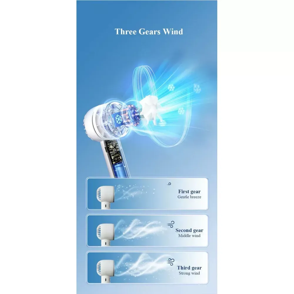 Портативный мини вентилятор L-01 -2000 mAh — Blue — фото 4