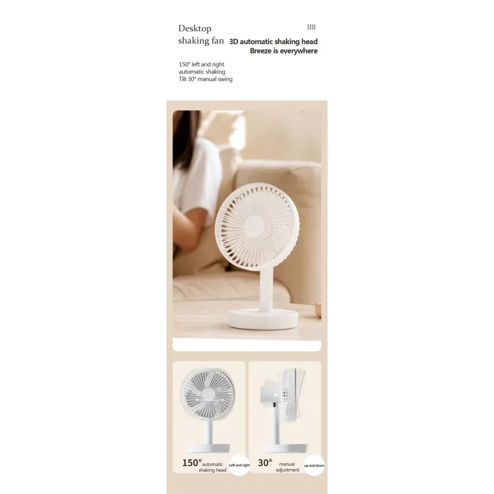 Портативный мини вентилятор WT-F52 White - 4000 mAh — фото 7
