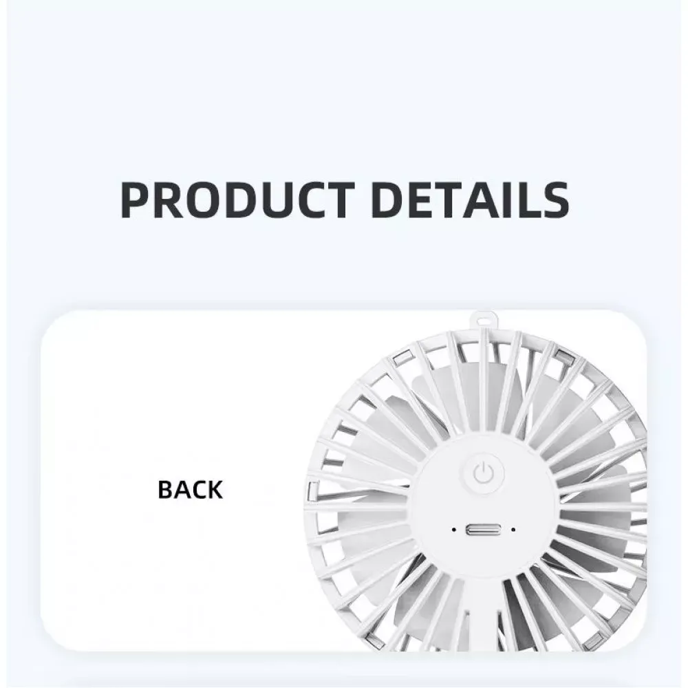 Портативный мини вентилятор WT-F58 - 1200 mAh — White — фото 7