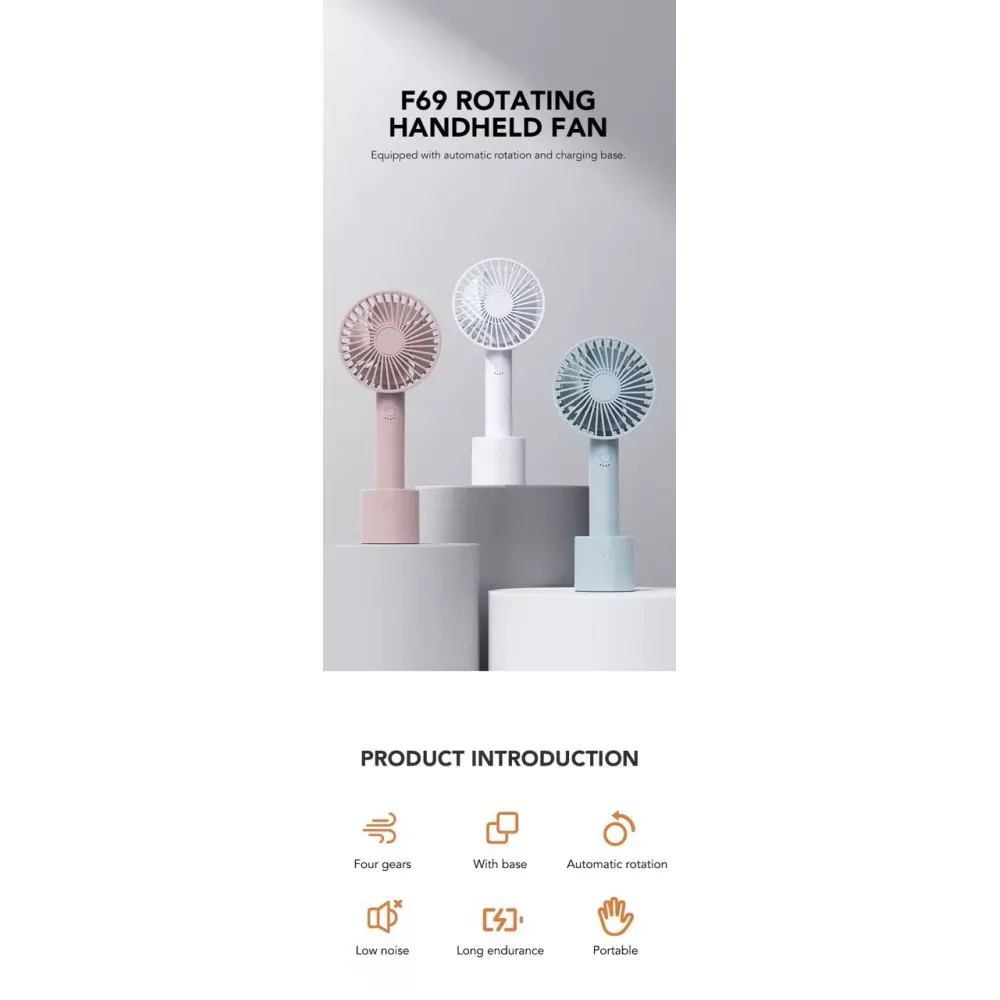 Портативный мини вентилятор WT-F69 White - 2000 mAh