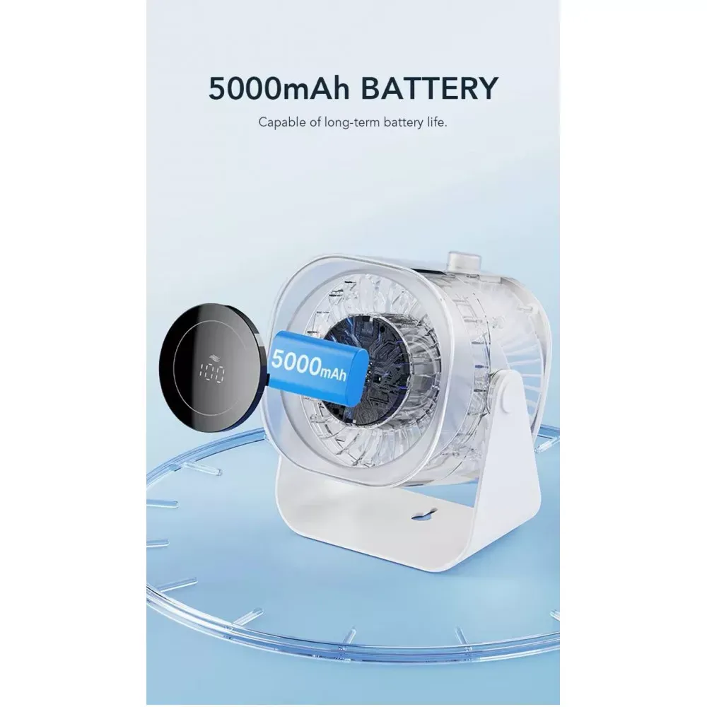 Портативный мини вентилятор WT-F87 - 5000 mAh — White — фото 4