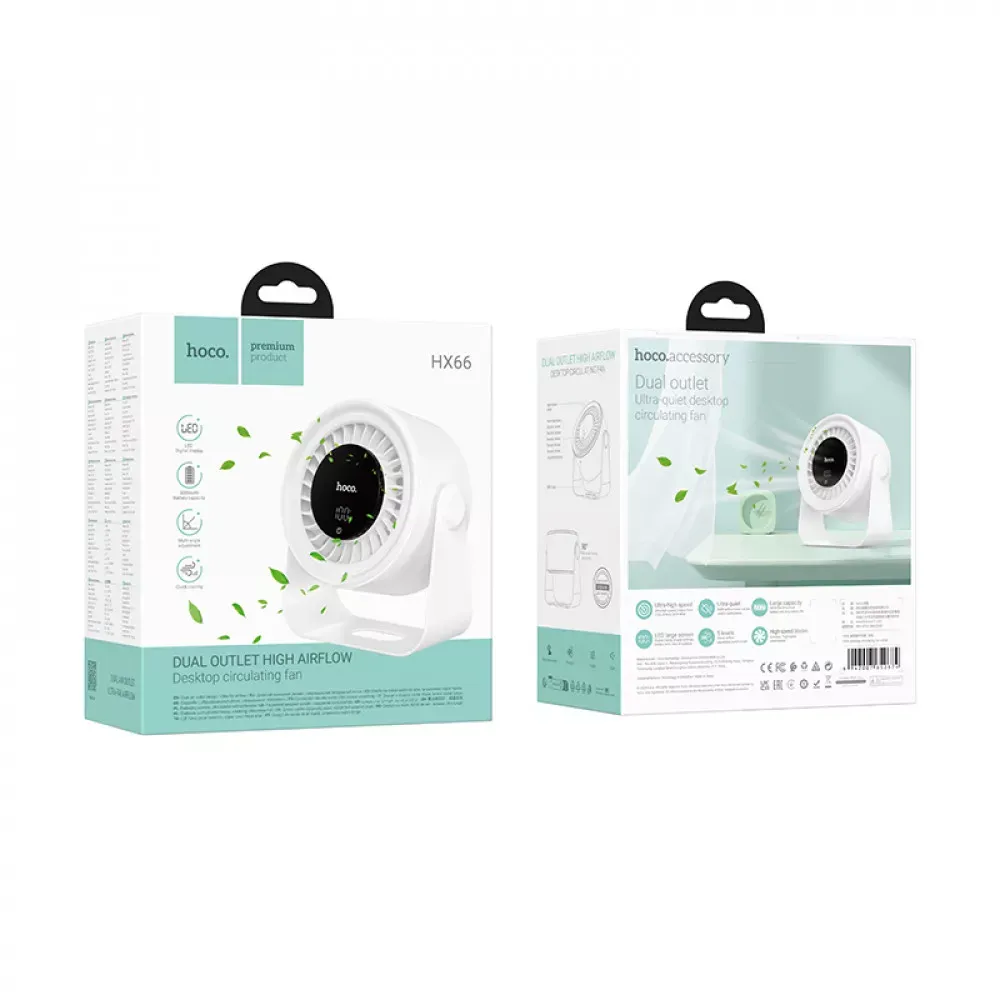 Портативный мини вентилятор Hoco HX66 - 3000 mAh — фото 3
