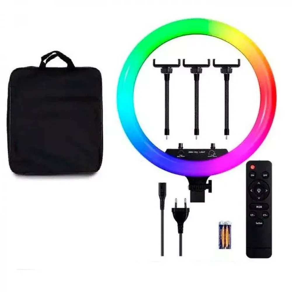 Лампа Кольцевая LED RL-21 RGB Original 54 cm  65w | 416 Lights | Remote I 3m cable with plug  I 3 holder I carry bag — Различные